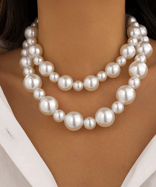 Ensemble de deux colliers de perles graduées en alliage d'argent sterling blanc bohème - Wavlynn
