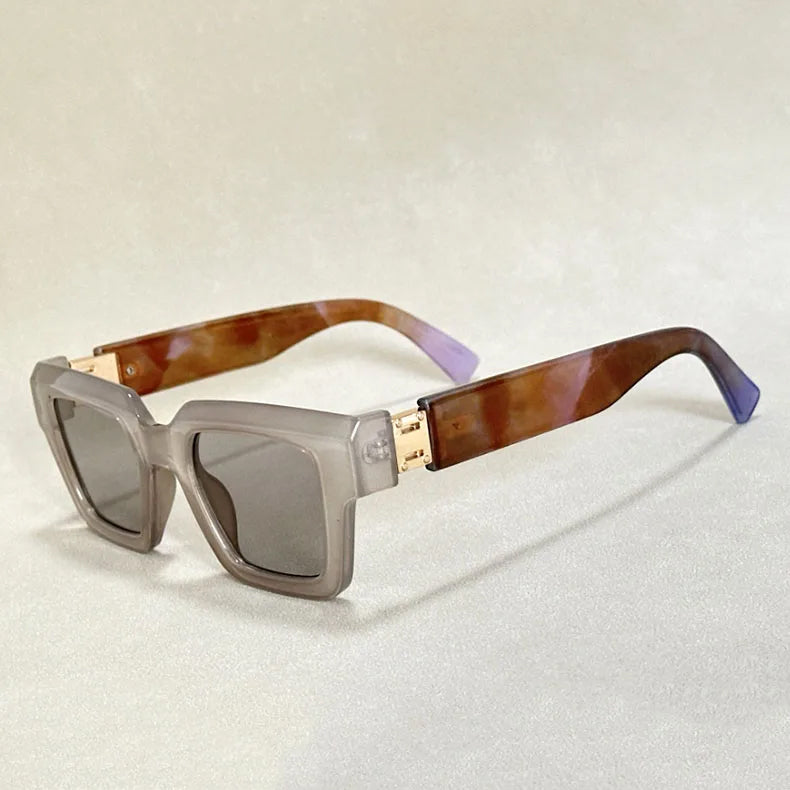 Bold Vision retro square sunglasses with gradient mirror photochromic UV400 lenses