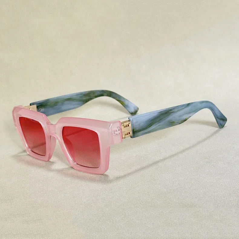 Bold Vision retro square sunglasses with gradient mirror photochromic UV400 lenses