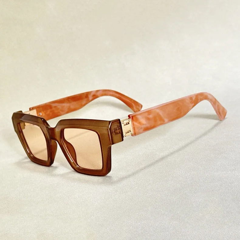 Bold Vision retro square sunglasses with photochromic gradient mirror UV400 lenses
