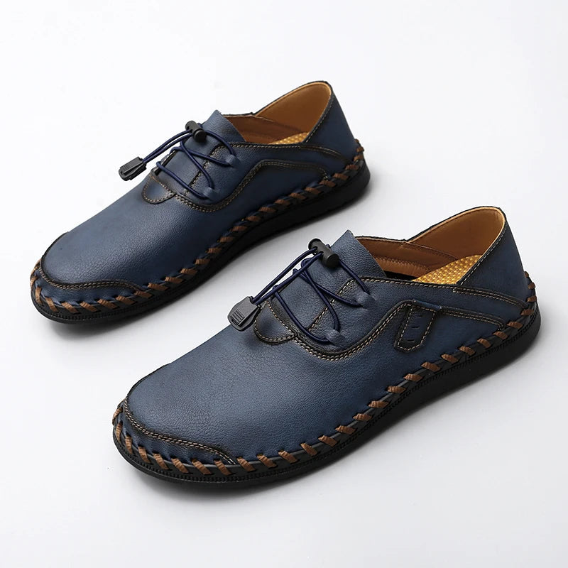 Borgan slip-on leather shoes rugged refined style with elastic toggle lace-lock modern design