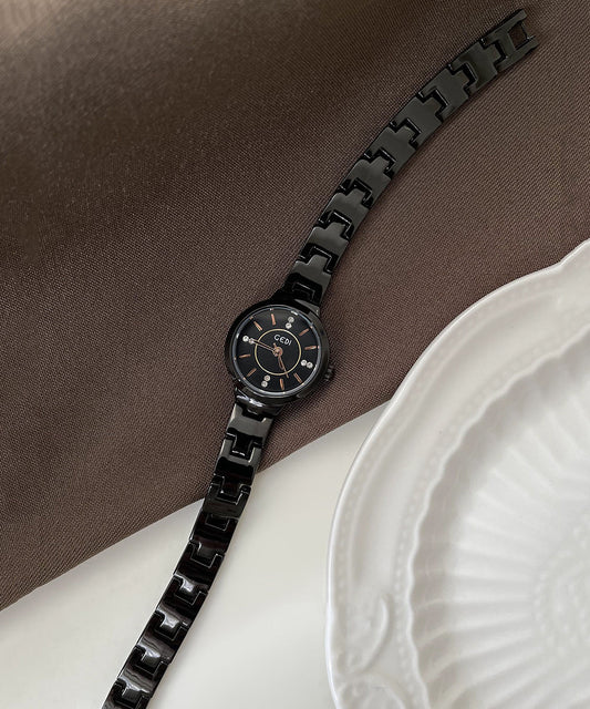 Montres boutique en alliage noir Hardlex avec mouvement à quartz - Wavlynn