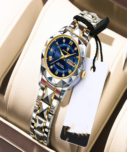 Montres Boutique en acier inoxydable bleu avec cristal saphir étanche - Wavlynn
