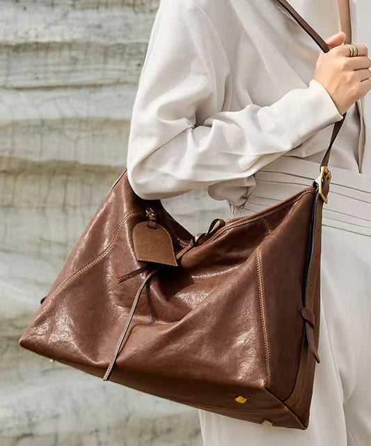 Sacs à bandoulière en cuir marron solide et durable de grande capacité - Wavlynn