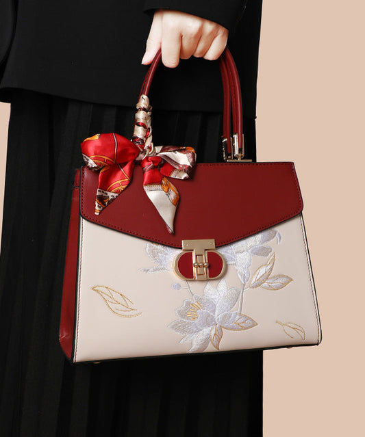 Sac fourre-tout en cuir de veau brodé colorblock Boutique - Wavlynn