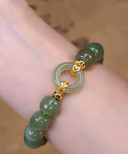 Bracelet chaîne à boucle Ping An en alliage de jade vert Boutique - Wavlynn