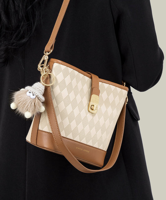 Sac seau grande capacité en cuir de veau kaki Boutique - Wavlynn