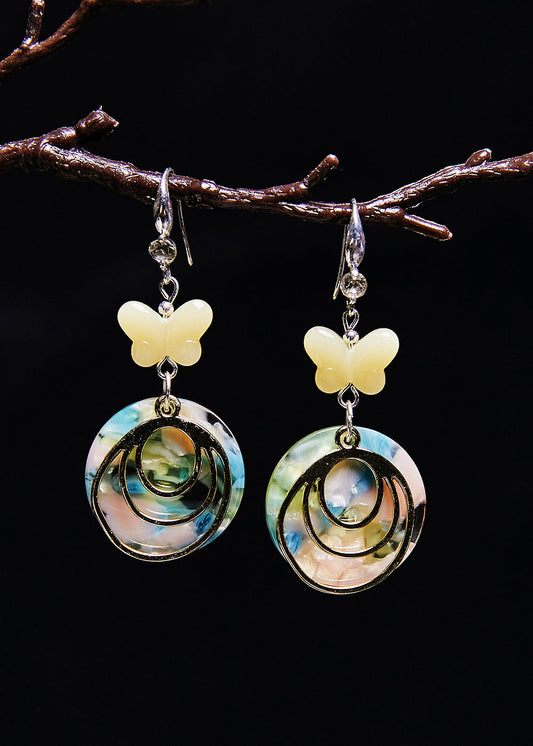 Boutique Boucles d'oreilles pendantes en jade papillon jaune clair - Wavlynn