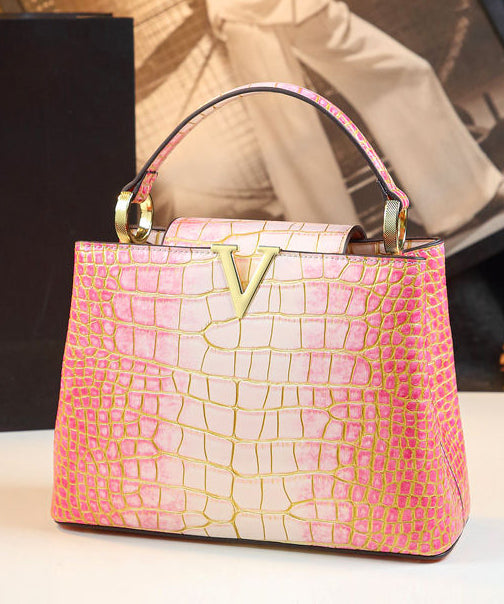 Sac fourre-tout en cuir de veau gaufré dégradé rose Boutique - Wavlynn
