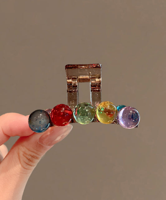 Épingle à cheveux en alliage acrylique et perles de verre arc-en-ciel de boutique - Wavlynn