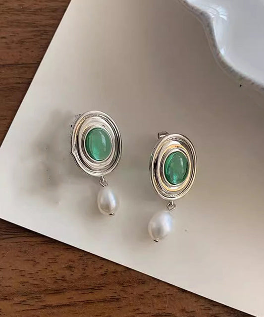 Boucles d'oreilles pendantes en alliage de soie et émail perlé - Wavlynn