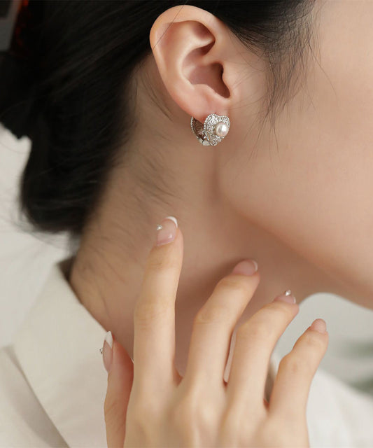 Boucles d'oreilles à tige en argent sterling et perles d'amour surdorées Boutique Silk - Wavlynn