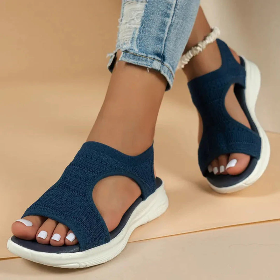 Brea slip-on knit sandals with open-toe design, comfort cushioned insole and comfort support