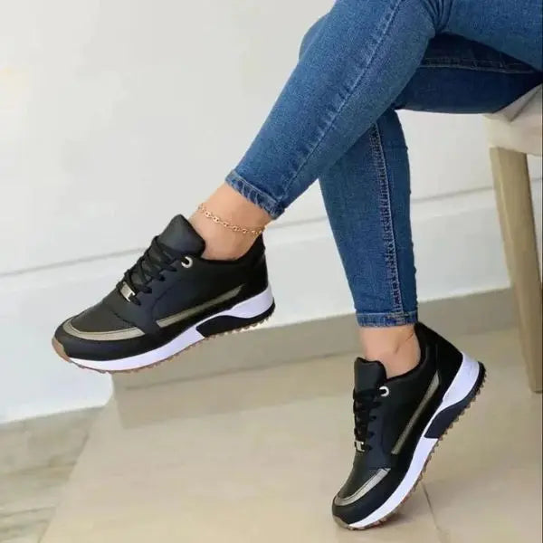 Women's white breathable lace-up mesh sneakers lightweight casual everyday comfort style