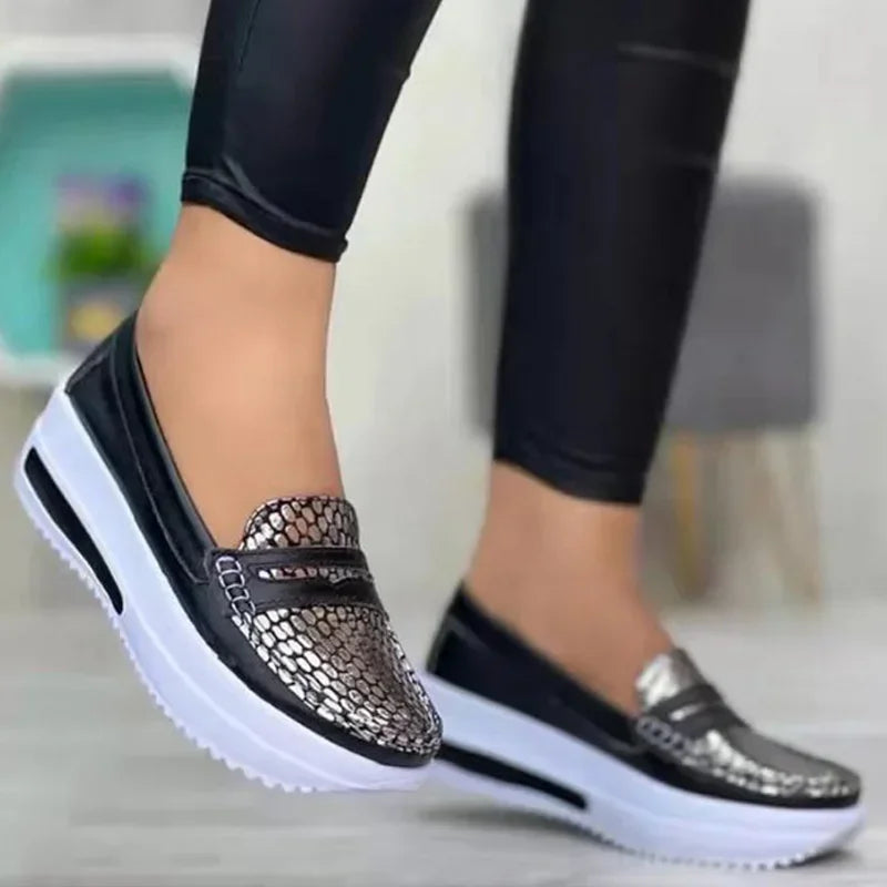 Women's breathable slip-on casual shoes in neutral tones with cushioned sole and ventilated upper