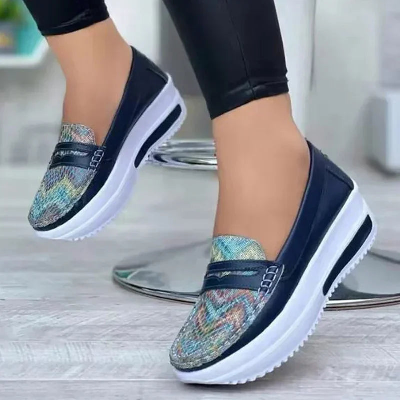 Women's beige breathable slip-on casual shoes with cushioned sole and ventilated upper design
