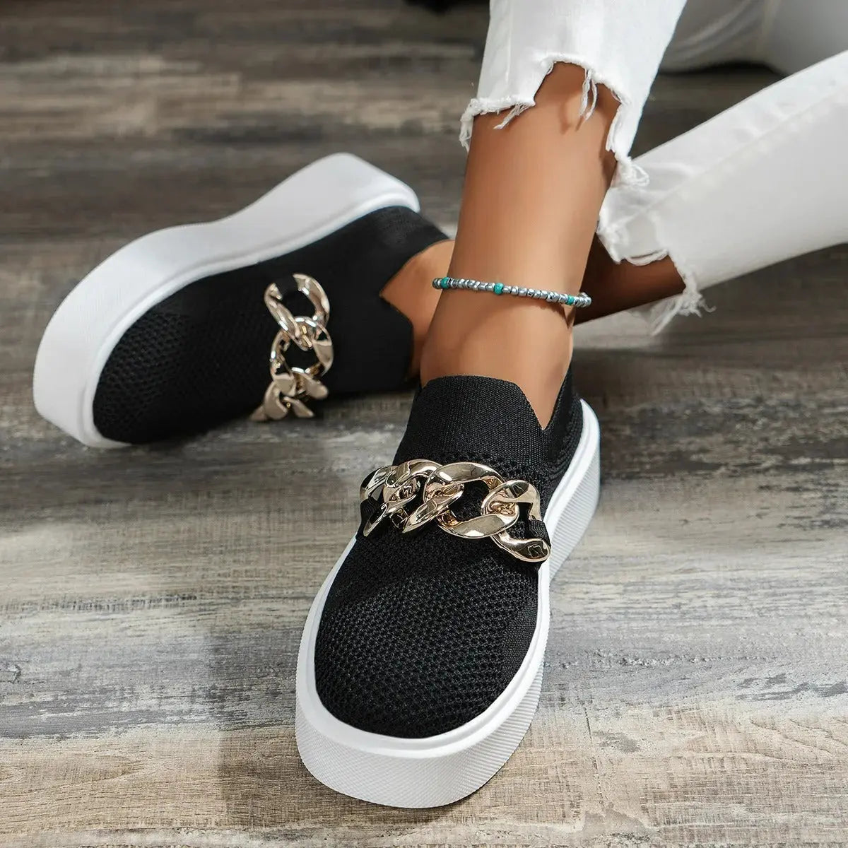 Women's white breathable slip-on sneakers with lightweight open-knit upper for casual style