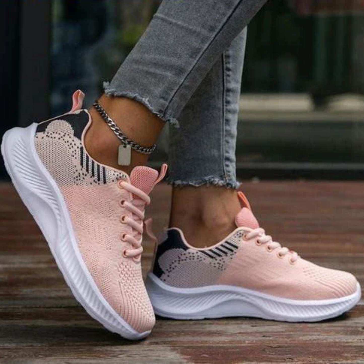 Women's lightweight breathable knit mesh athletic sneakers with cushioned sole for running and daily wear