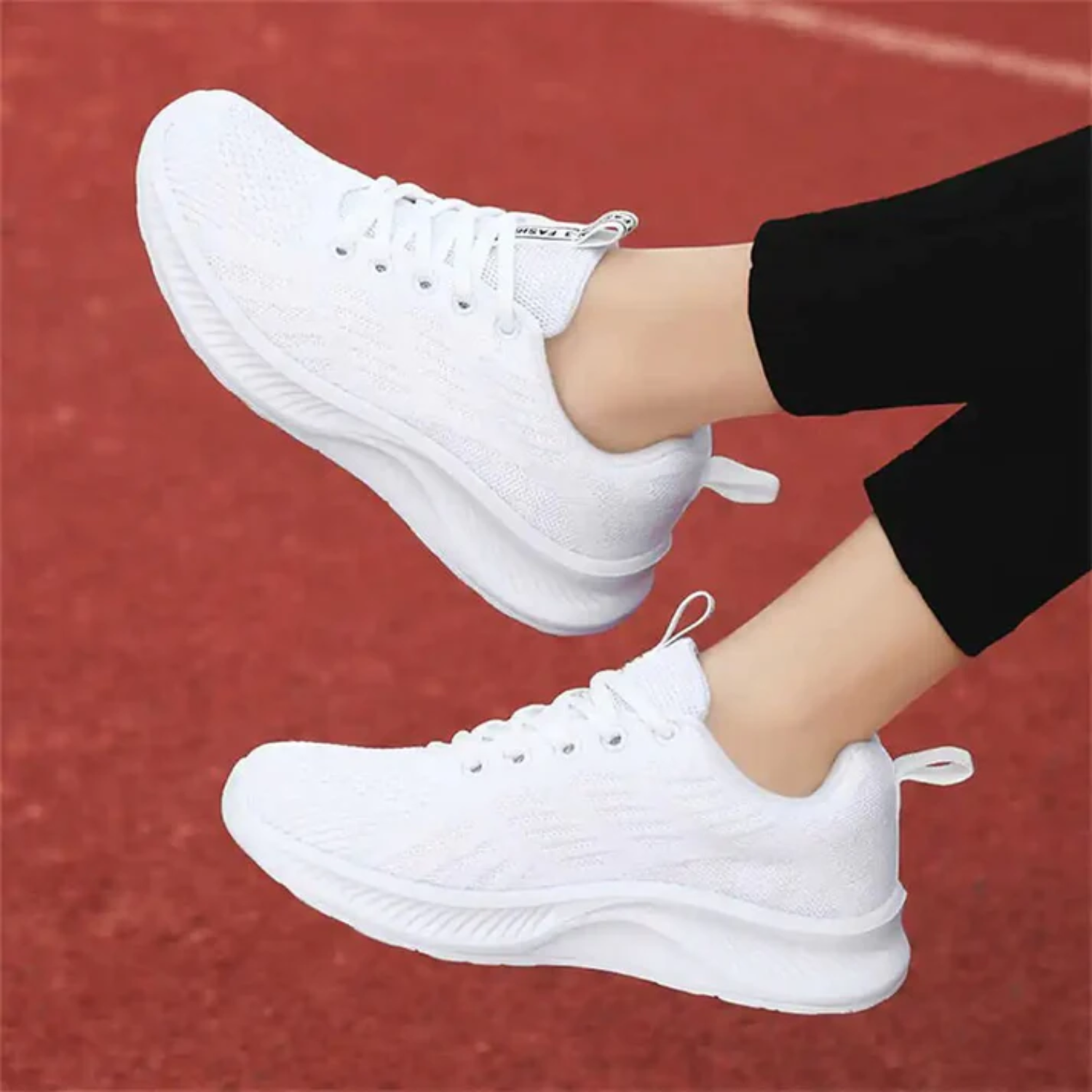 Women's lightweight breathable knit mesh athletic sneakers with cushioned sole for running