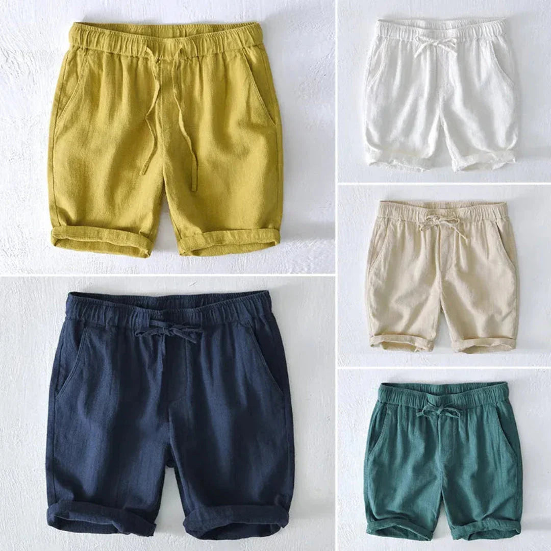Bree linen-blend women's summer shorts relaxed fit elastic drawstring waist breathable casual