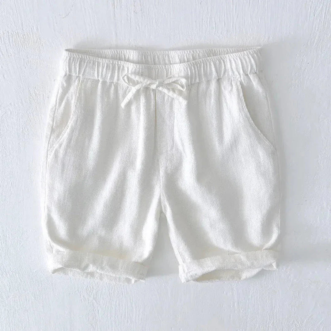Bree linen-blend summer shorts relaxed fit drawstring elastic waist breathable lightweight casual