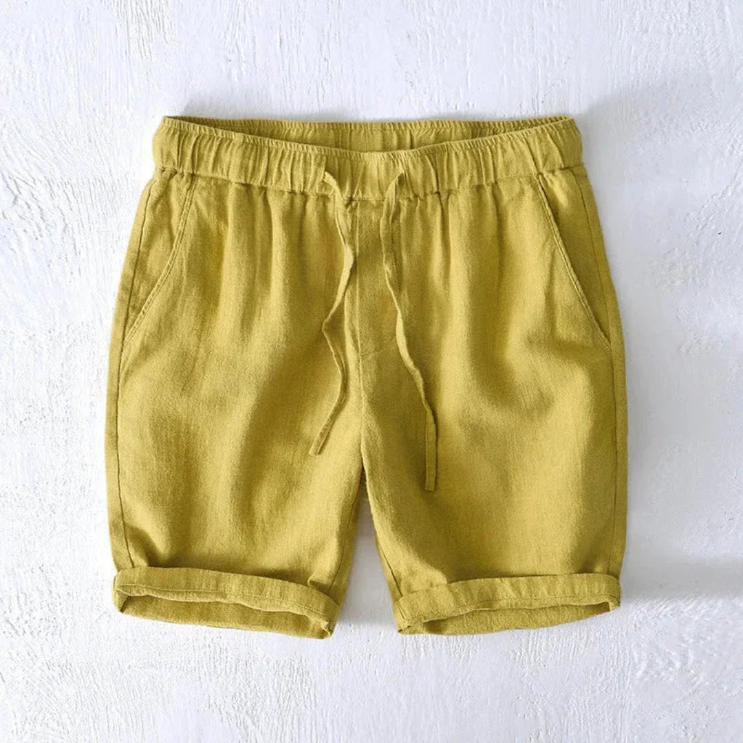 Bree linen-blend relaxed-fit summer shorts with elastic drawstring waist for breathable comfort