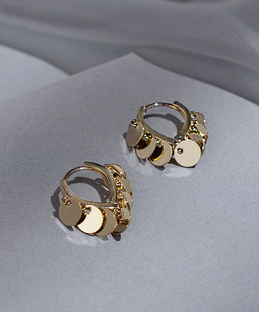 Boucles d'oreilles créoles à paillettes en alliage d'or et argent sterling - Wavlynn