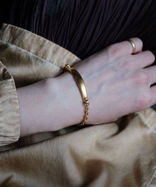 Bracelet épais en argent sterling doré avec chaîne surdorée - Wavlynn