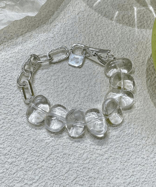 Bracelet chaîne en argent sterling et cristal couleur chair - Wavlynn