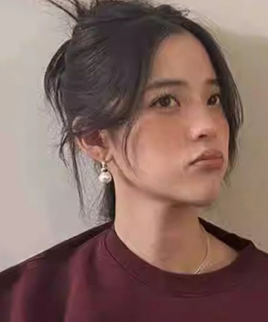 Boucles d'oreilles à tige en alliage de cuivre et soie avec perles - Wavlynn