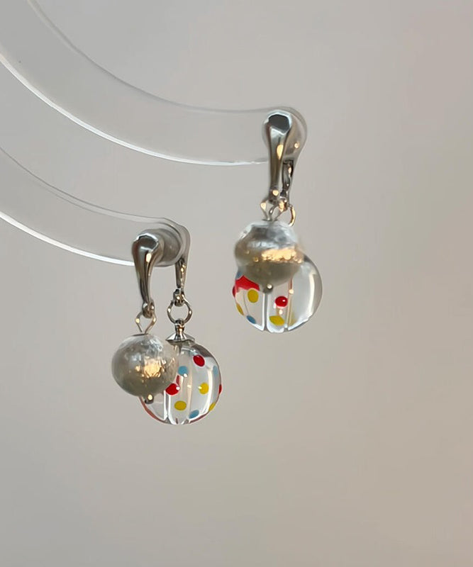 Boucles d'oreilles créoles en soie et argent sterling à pois givrés - Wavlynn