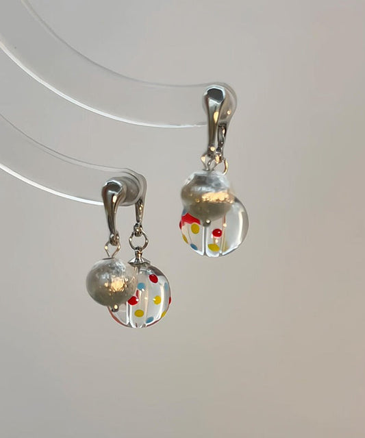 Boucles d'oreilles créoles en soie et argent sterling à pois givrés - Wavlynn