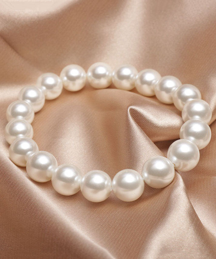 Bracelet court en alliage de perles blanches - Wavlynn