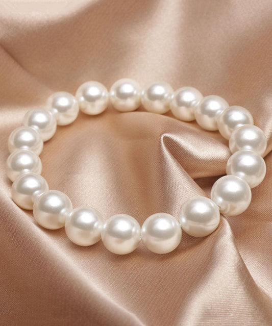 Bracelet court en alliage de perles blanches - Wavlynn