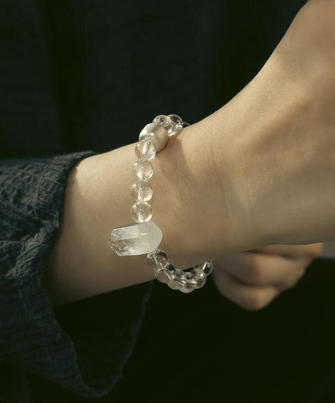 Bracelet à breloques asymétrique en cristal blanc tissé - Wavlynn