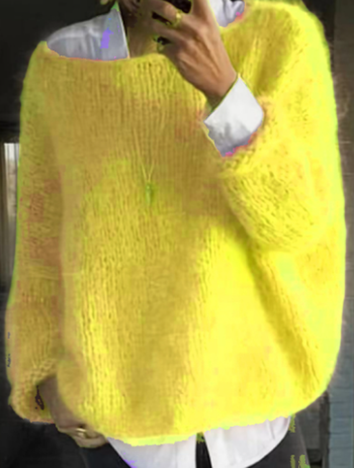 Women's cozy long sleeve fuzzy knit sweater relaxed silhouette soft plush texture winter layering