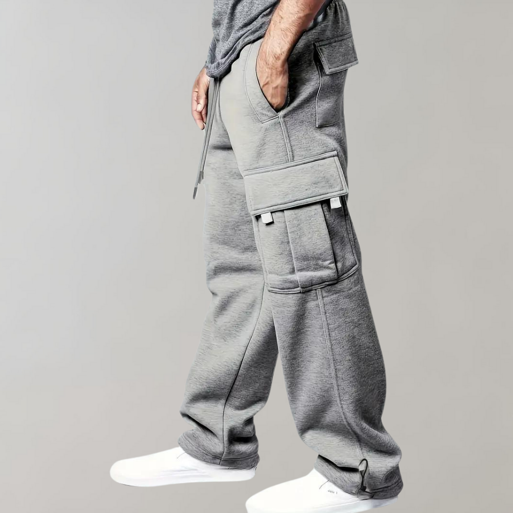 Wavlynn Austin relaxed fit men's cargo pants in neutral tone with multiple spacious pockets for streetwear
