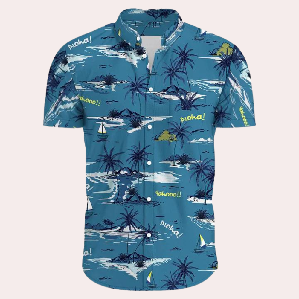Men's short sleeve tropical floral print shirt relaxed fit lightweight breathable summer casual