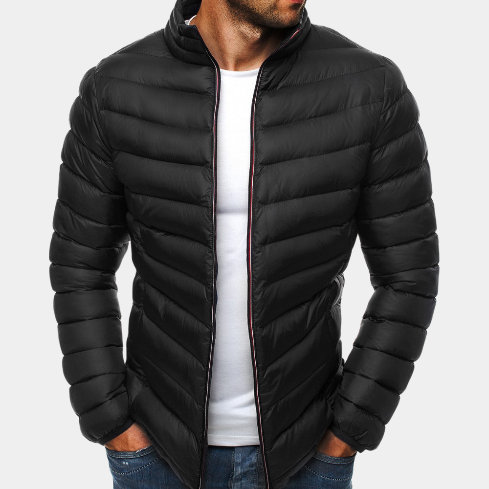 Men's slim fit quilted puffer jacket lightweight windproof high collar daily warmth layer