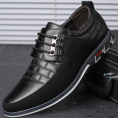 Men's brown leather suede lace-up dress shoes with non-slip sole, elegant formal casual style