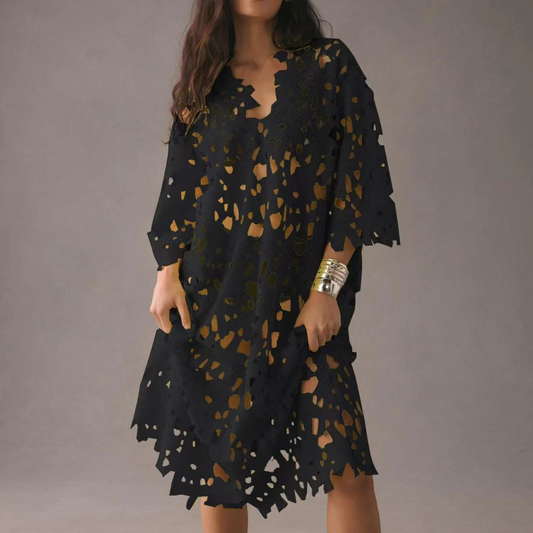 Women's Beach Dress – Lightweight Lace – Loose Fit – Knee-Length with 3/4 Sleeves - Wavlynn