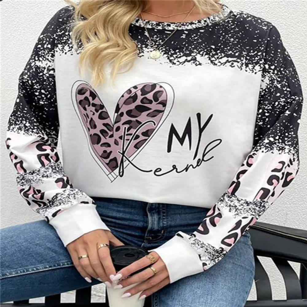 Women's relaxed fit sweatshirt with chevron pattern, soft cozy fabric for everyday casual wear
