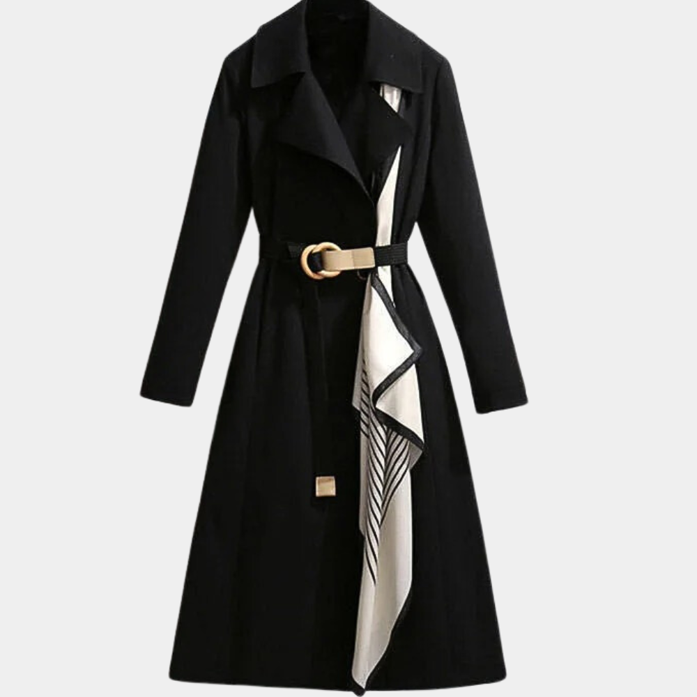 Dakota Wavlynn women's belted double-breasted mid-length coat classic tailored trench style