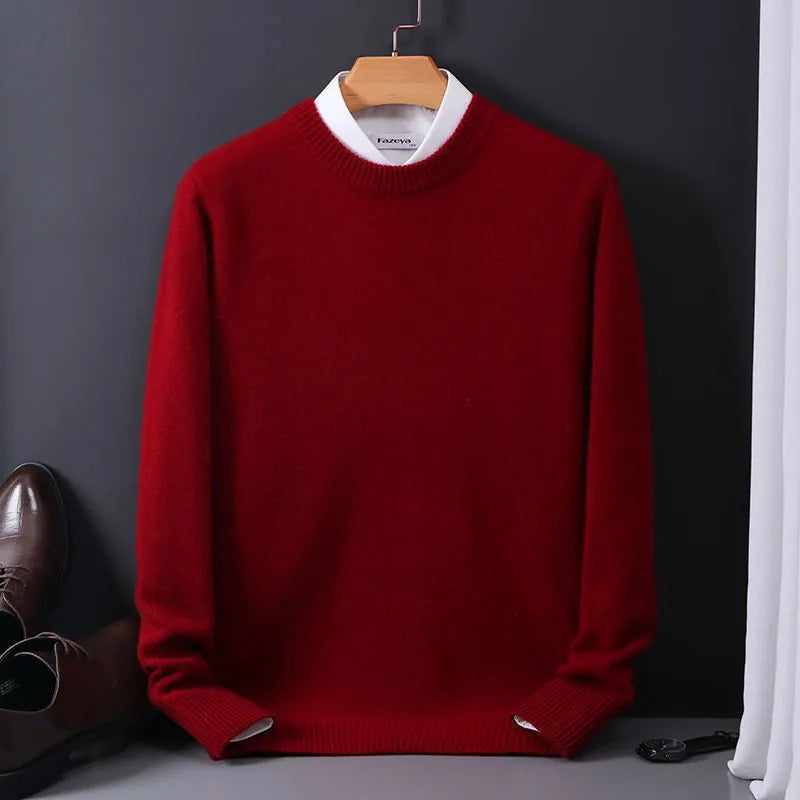 Wavlynn Logan 100% cashmere classic fit sweater with ribbed cuffs, ultra-soft premium knitwear