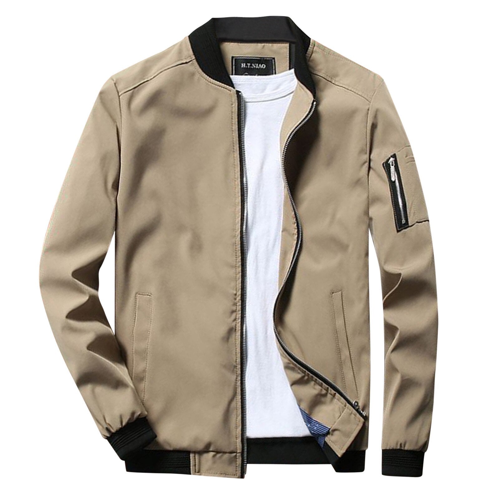 Wavlynn Robert olive green lightweight bomber jacket men streetwear waist-length silhouette