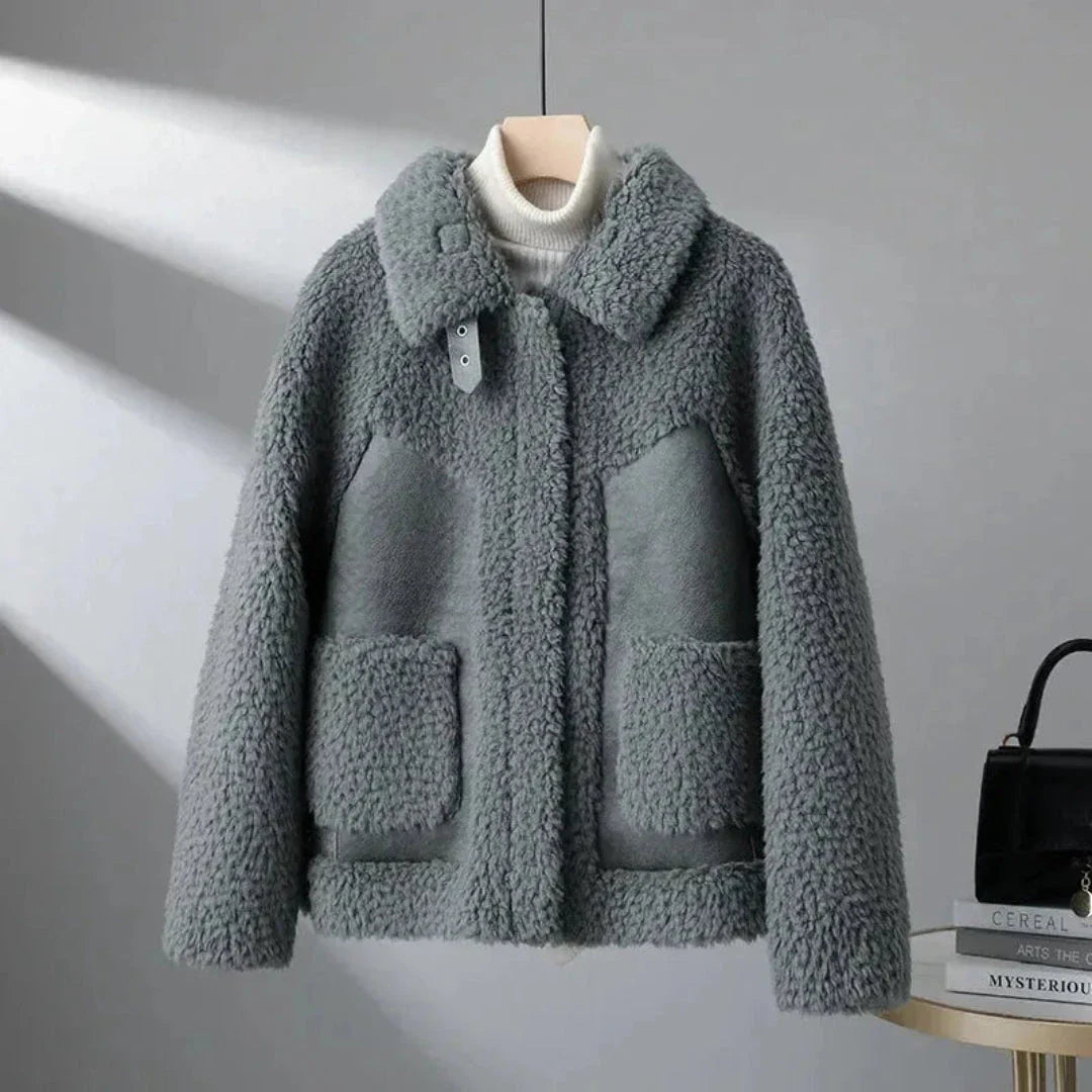 Camel lambswool overcoat with turndown collar, granular texture and Italian-inspired tailored silhouette