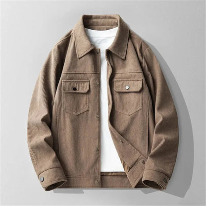 Caleb classic corduroy jacket with structured collar, ribbed texture, dual chest pockets, relaxed fit