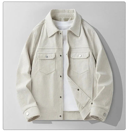 Caleb classic corduroy jacket with structured collar, ribbed texture, dual chest pockets, relaxed fit