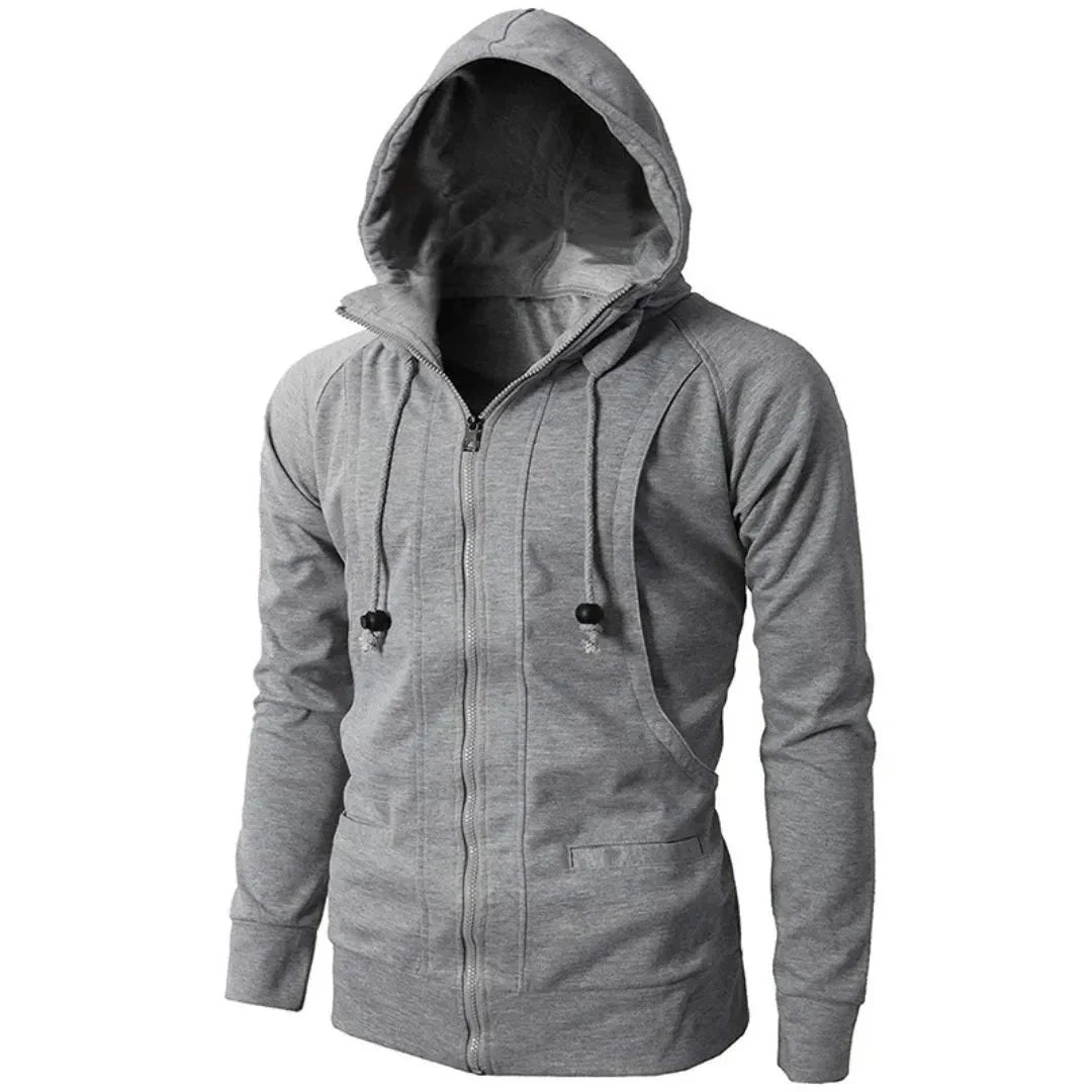 Men's full-zip hoodie in classic fit with kangaroo pockets and adjustable drawstring hood
