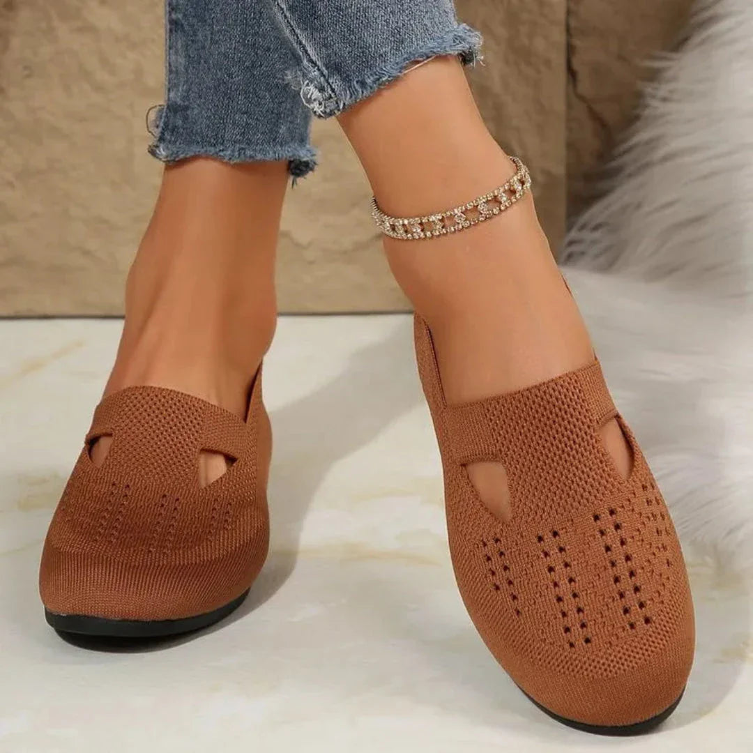 Carla slip-on comfort knit flats with stretch-knit upper, comfort support, and flexible rubber sole